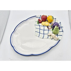 BELLA CASA by Ganz Platter Decorative 3D FRUIT Huge 18” long x 14” wide Holiday